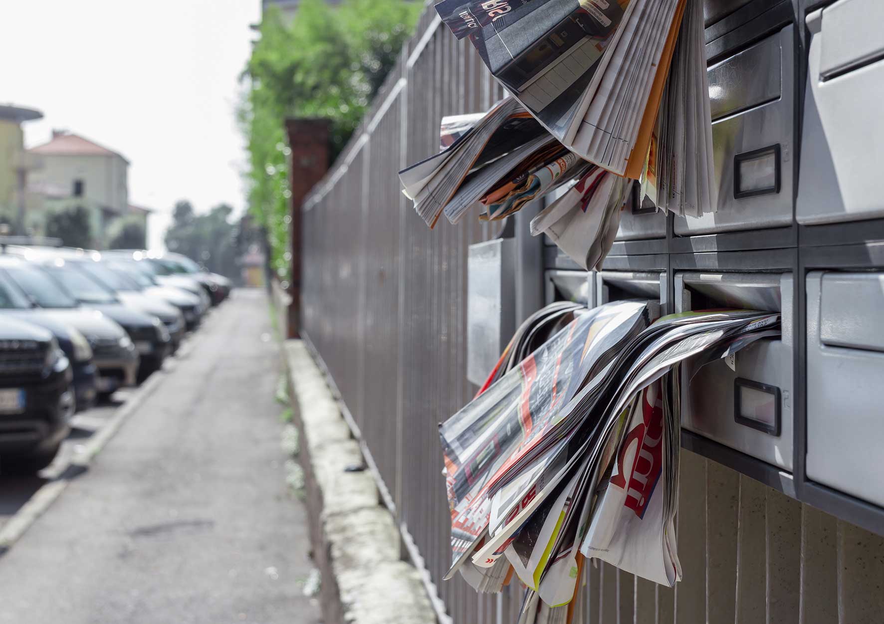 Leaflets hanging out of letterboxes
