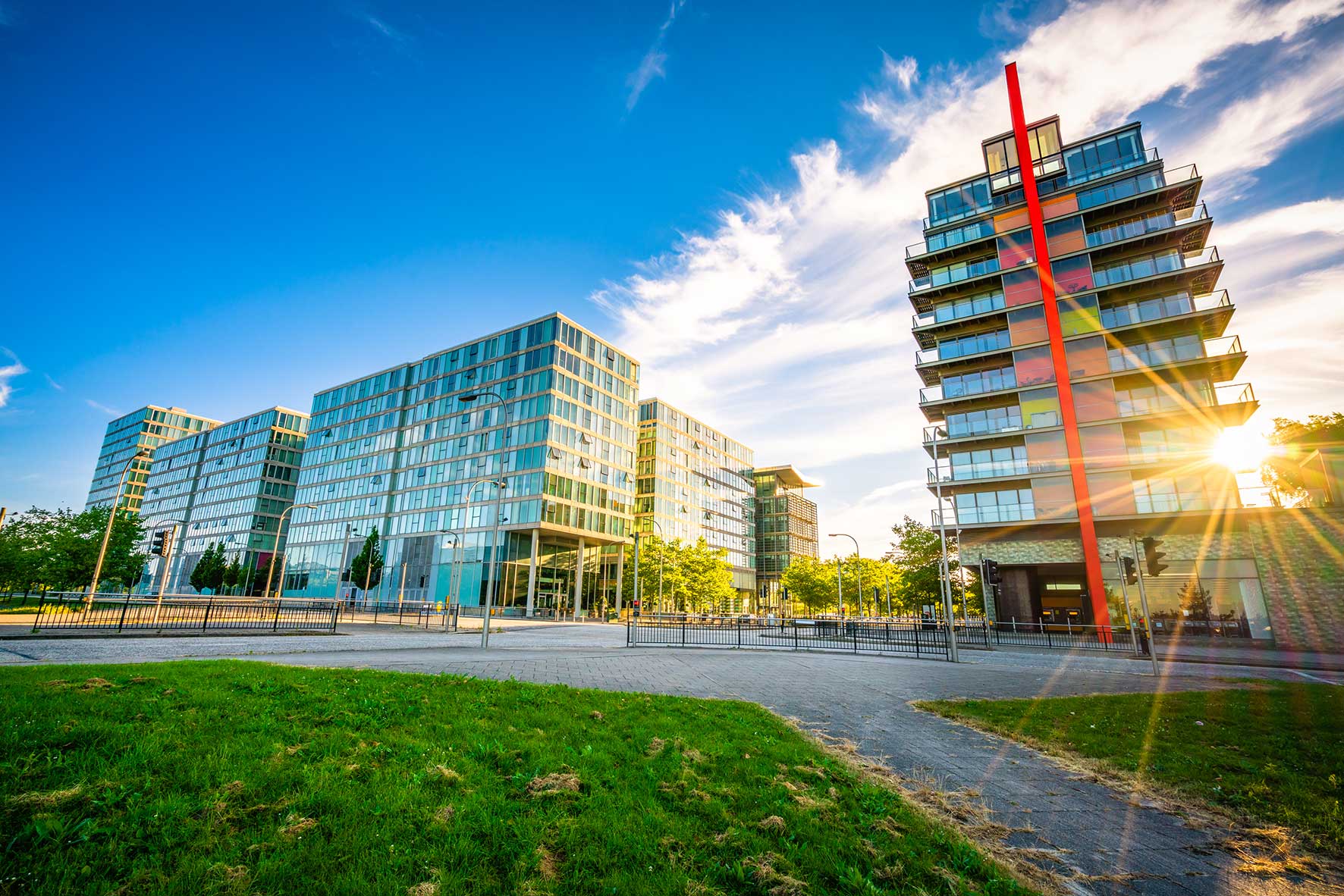 Milton Keynes town center at summer day