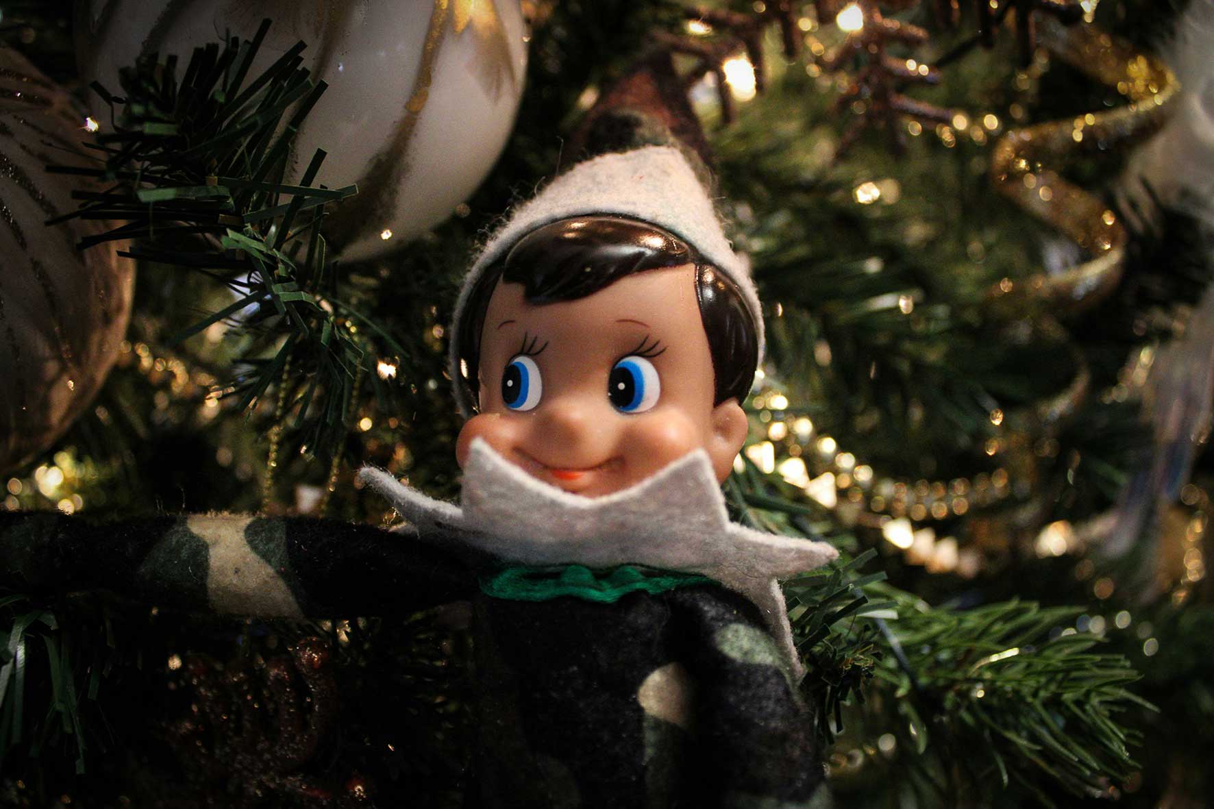 Elf in a christmas tree