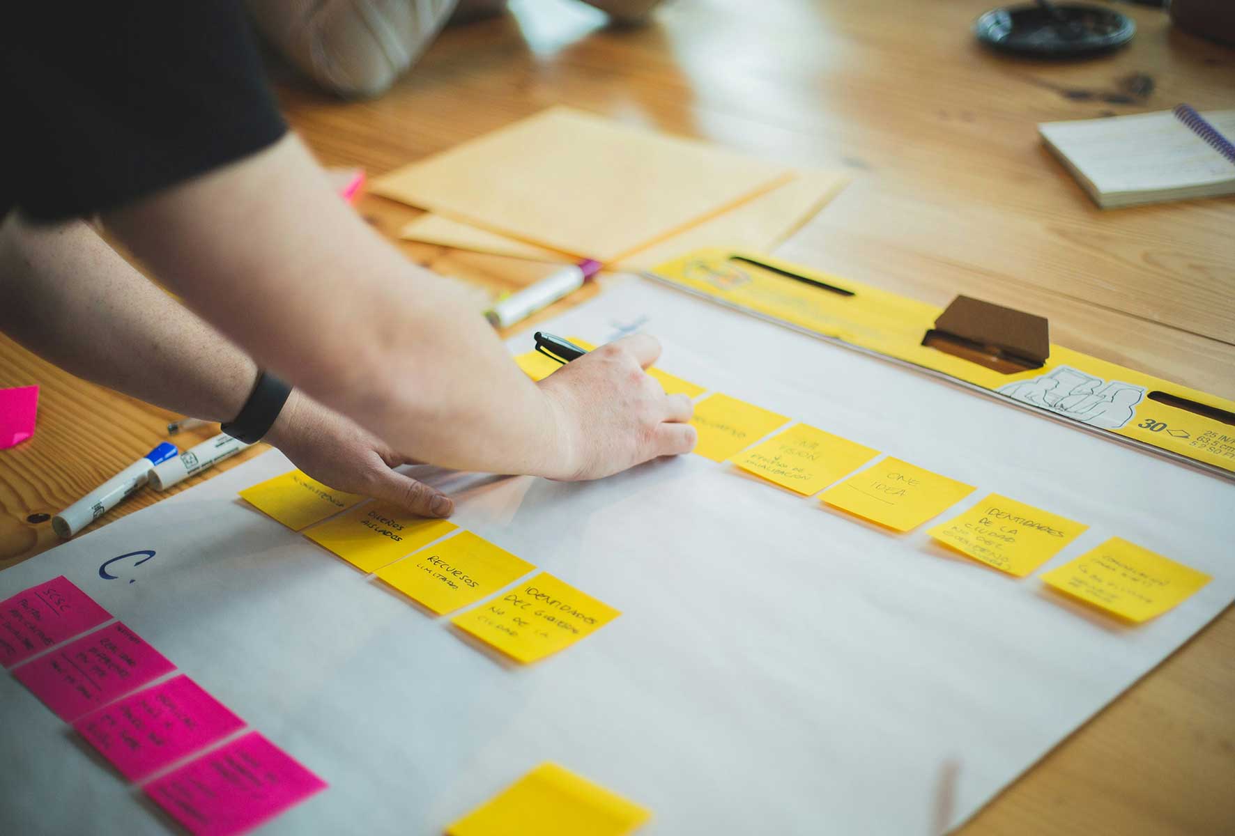 Person with Post It notes