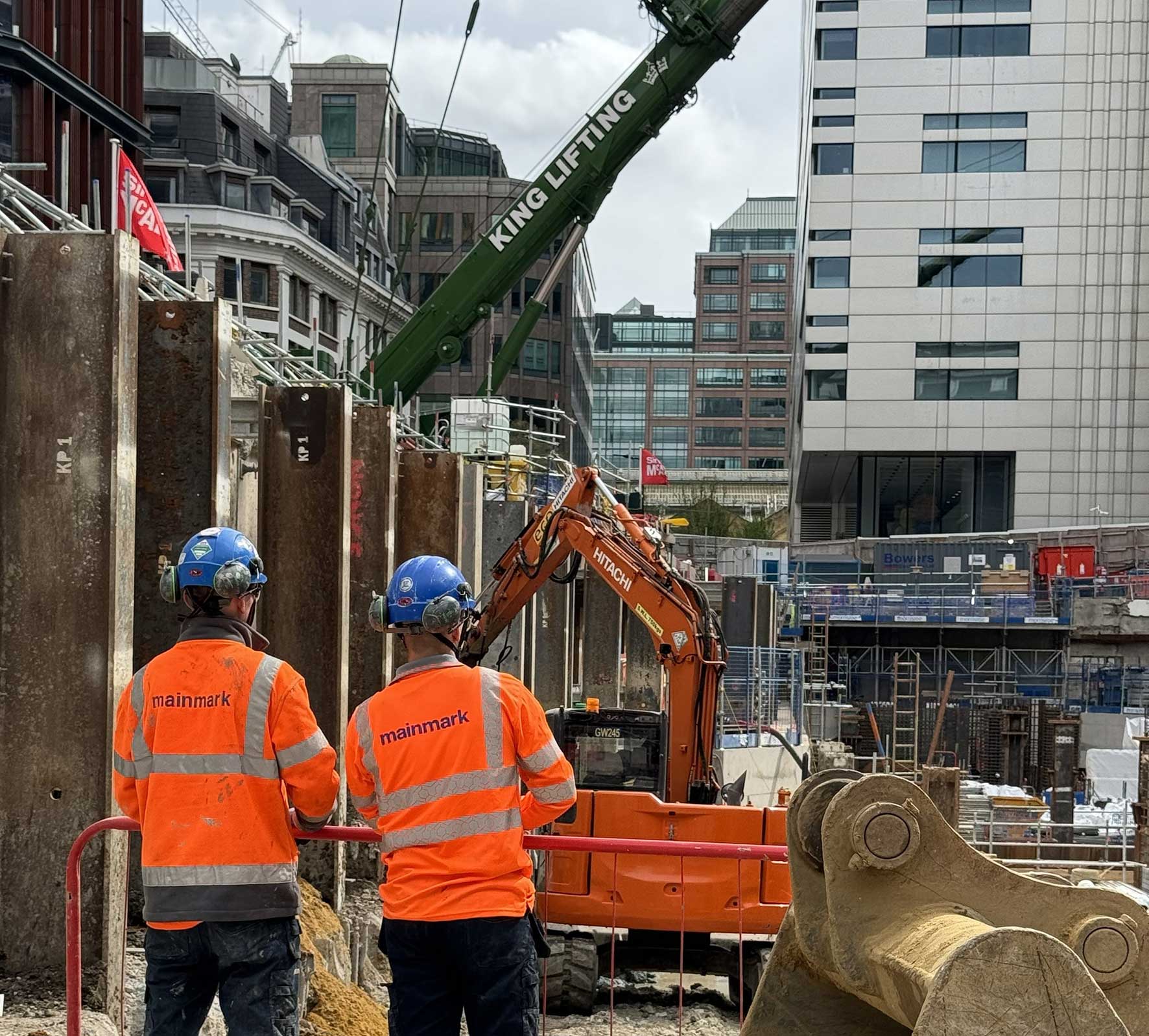 Mainmark ground engineering works during basement excavation at 2 Finsbury Avenue London
