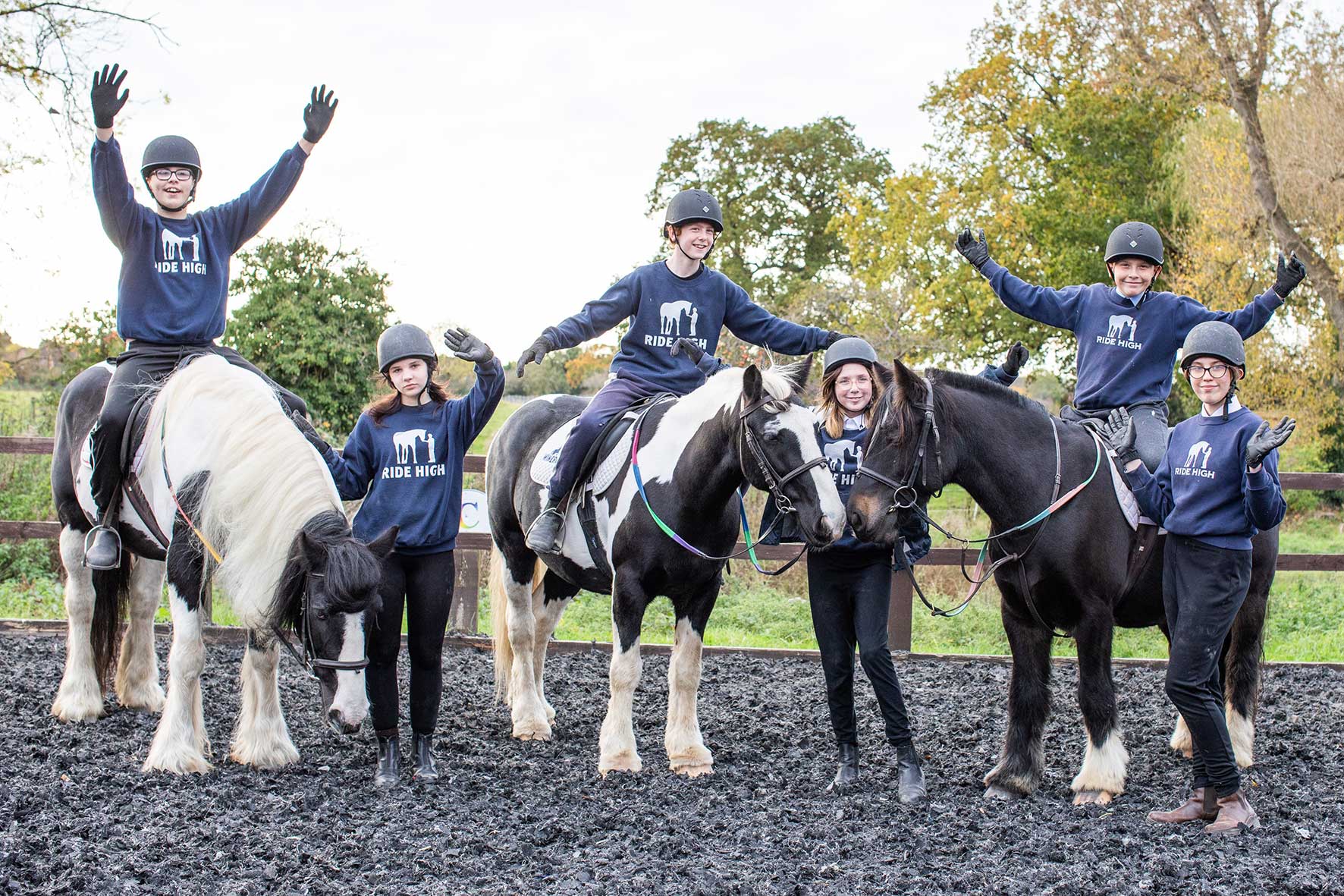 Children taking part in a Ride High equine assisted learning session at the Milton Keynes charity’s riding centre