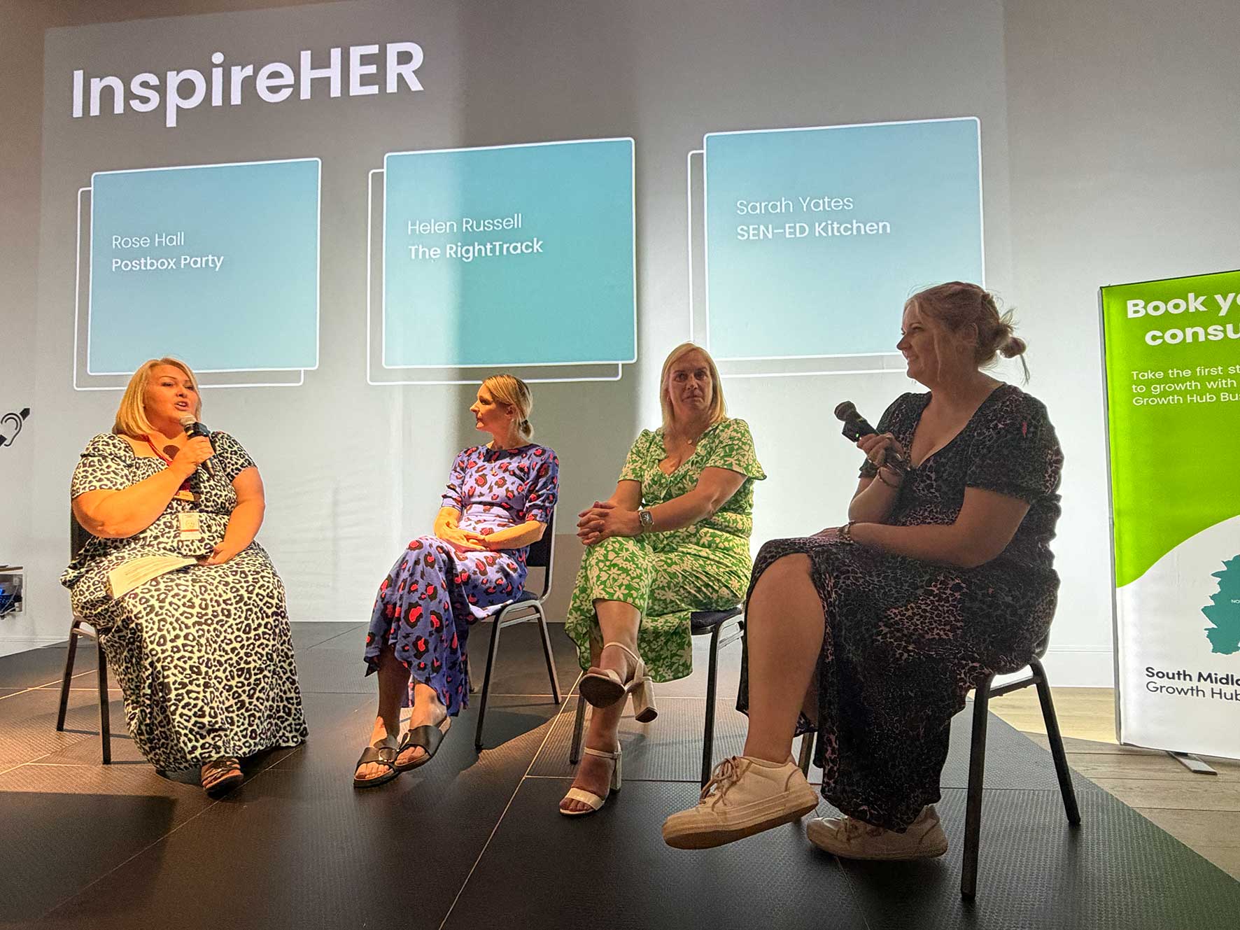 Female founders discuss business growth during the InspireHER panel at the Driving Innovation Showcase