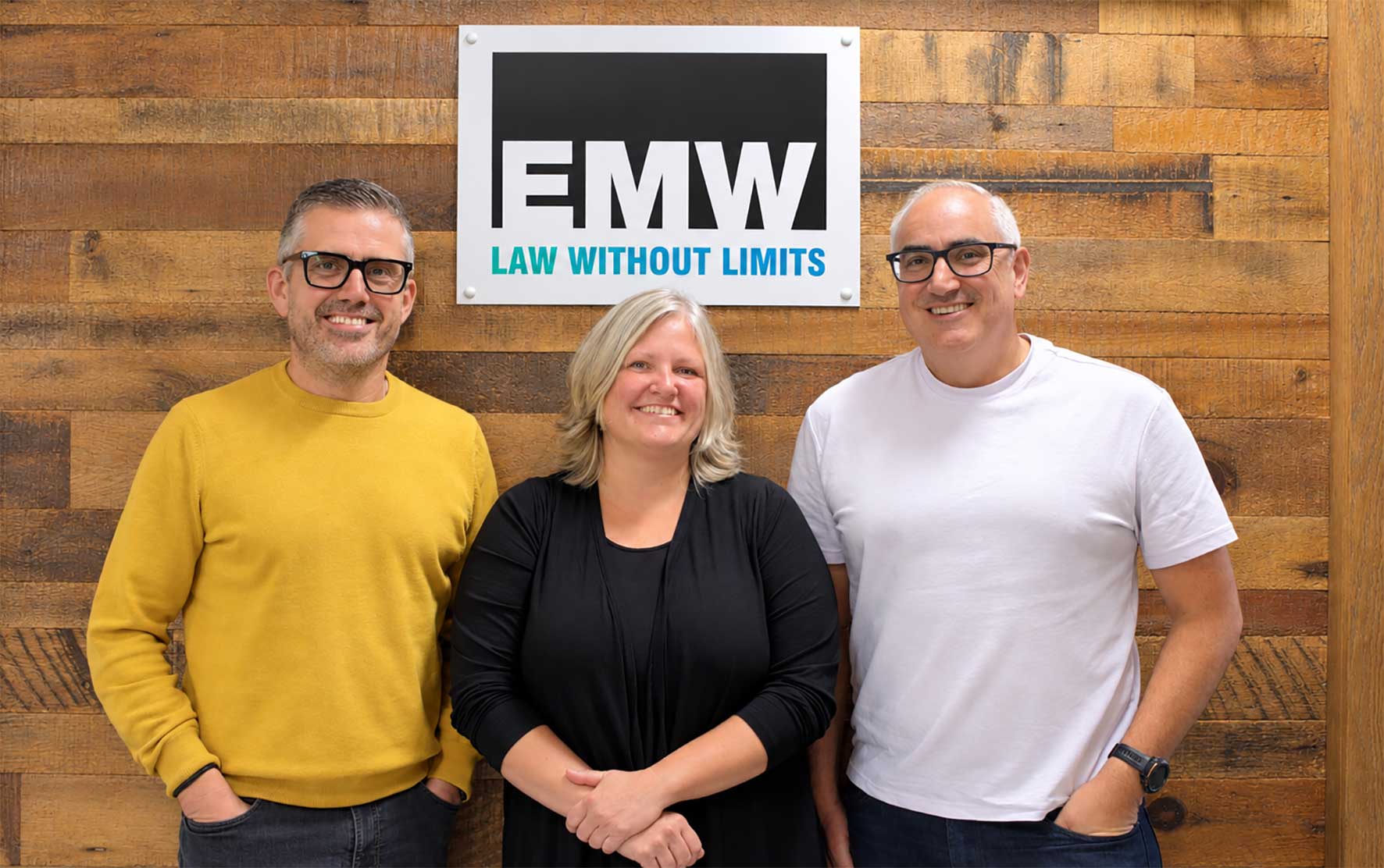 Nikki Link with James Geary and Terence Ritchie at Milton Keynes law firm EMW
