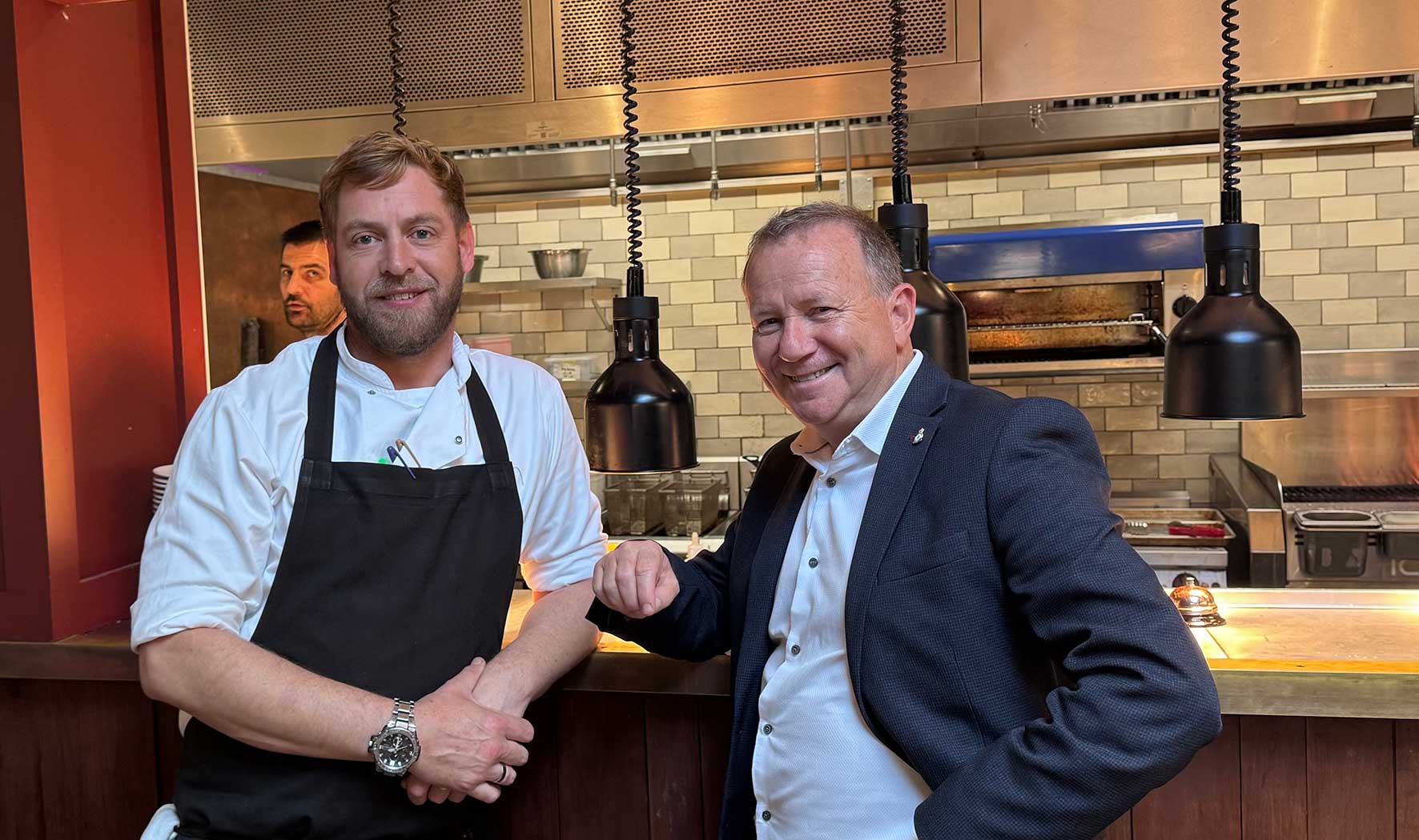 Ben Francis, left, Senior Head Chef at The Cherry Tree in Olney, with Business MK Leadership in Focus columnist Freddie Guilmard.